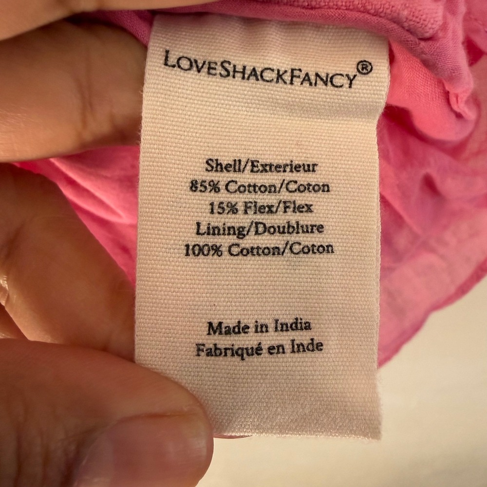 LoveShackFancy Tariah Pinafore Mini Dress Eyelet Detail Smocked Size 2 Pink - Picture 13 of 13